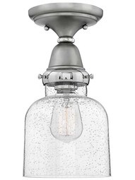 Academy Flush-Mount Ceiling Light with Bell Shade in English Nickel.